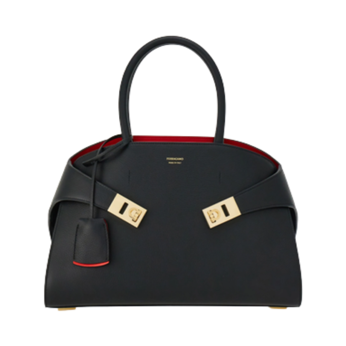 페라가모 스몰 허그 탑 핸들백 블랙 플레임 레드(Ferragamo Small Hug Top Handle Bag Black Flame Red) - 1