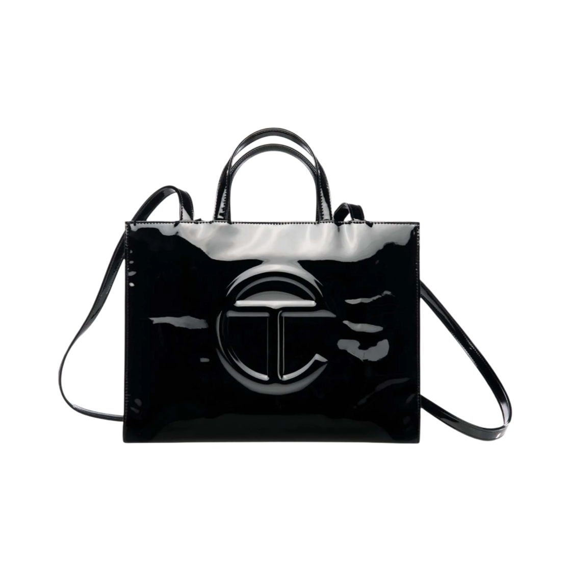 텔파 미디움 페이턴트 쇼핑백 블랙(Telfar Medium Patent Shopping Bag Black) - 1