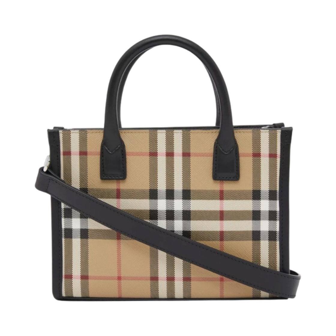 버버리 빈티지 체크 레더 미니 토트백 아카이브 베이지(Burberry Vintage Check and Leather Mini Tote Bag Archive Beige) - 4