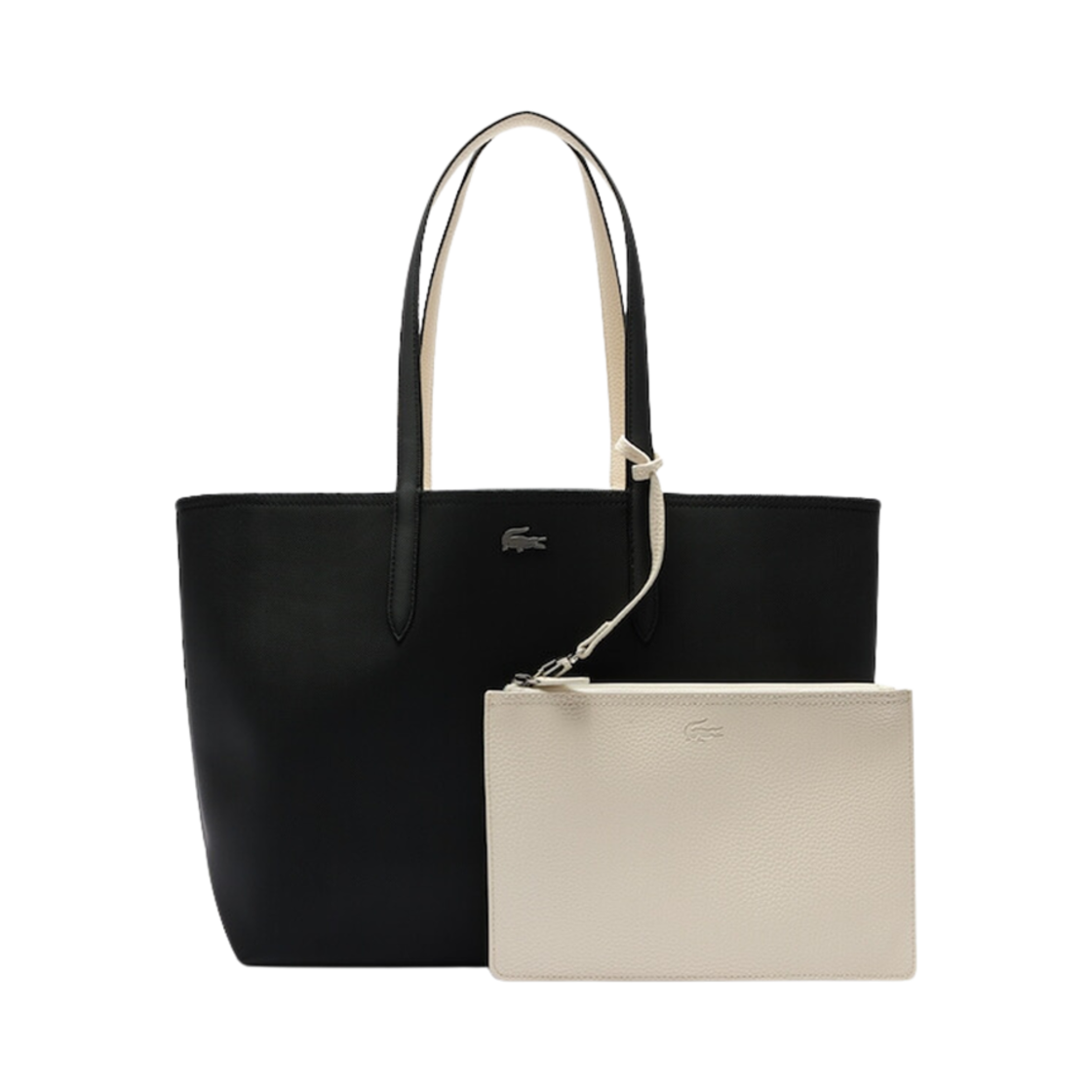 NF2142AA-M66 Lacoste Anna Reversible Pouch Tote Bag Black Flour