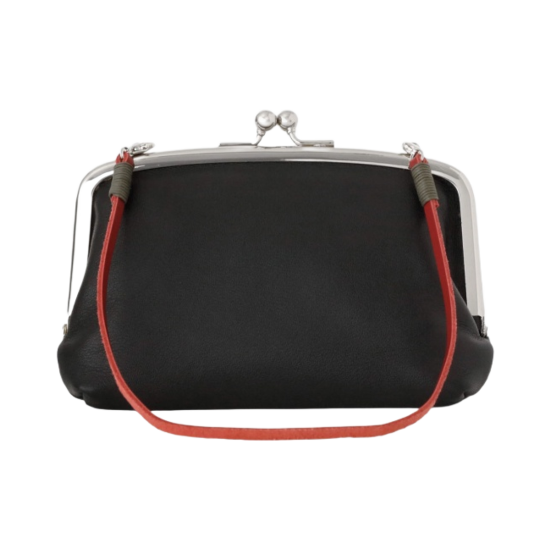 소우소우 레더 가마구치 클래스프 퍼스 더블 레이어 블랙(Sou Sou Leather Gamaguchi Clasp Purse Double Layer Black)