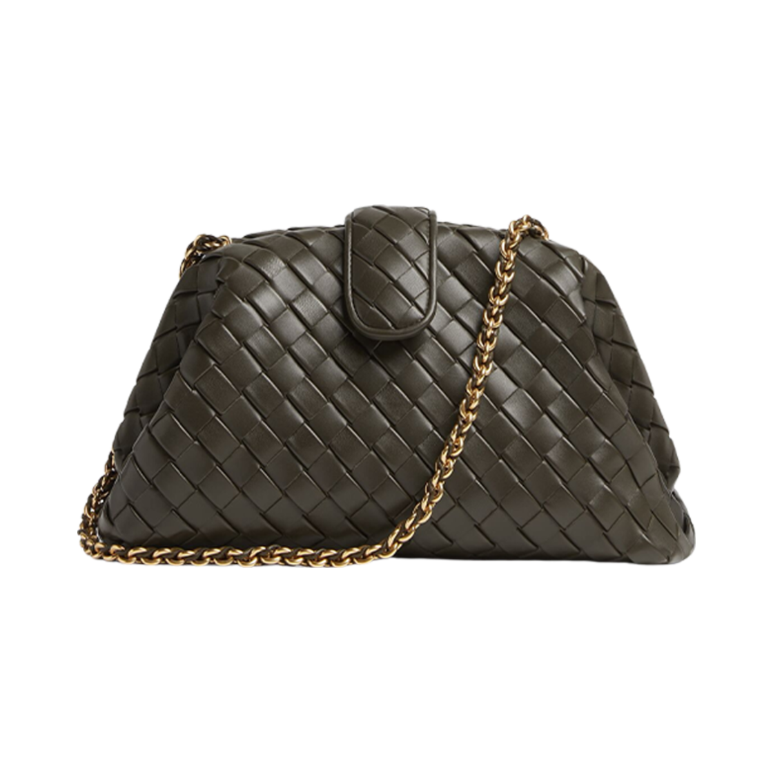 785807V40Z13387 Bottega Veneta Teen Lauren 1980 with Chain Kaki