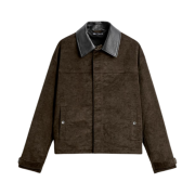 Zara Leather Combi Collar Jumper Brown