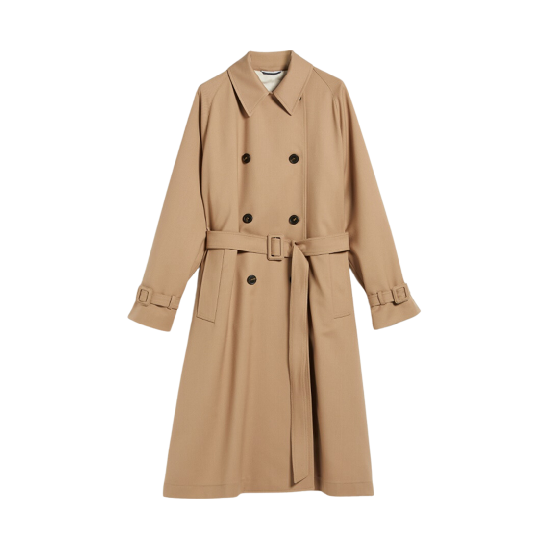 (W) 위켄드 막스마라 캔디다 더블 브레스티드 트렌치 코트 샤워프루프 패브릭 카멜