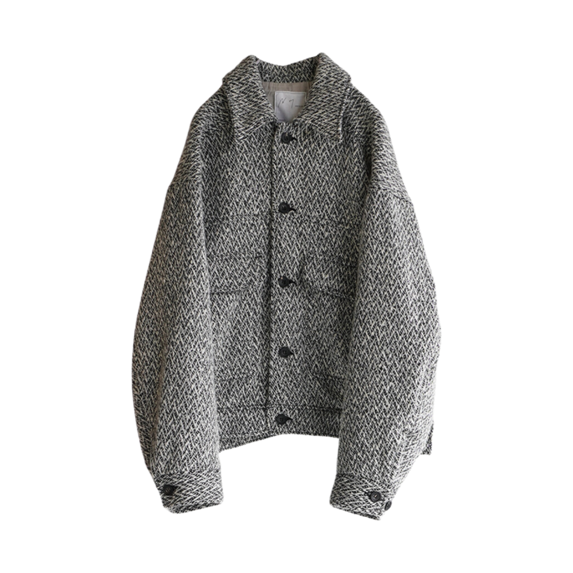 ANC-JK22-A Ancellm W/N Herringbone Jacket White Black