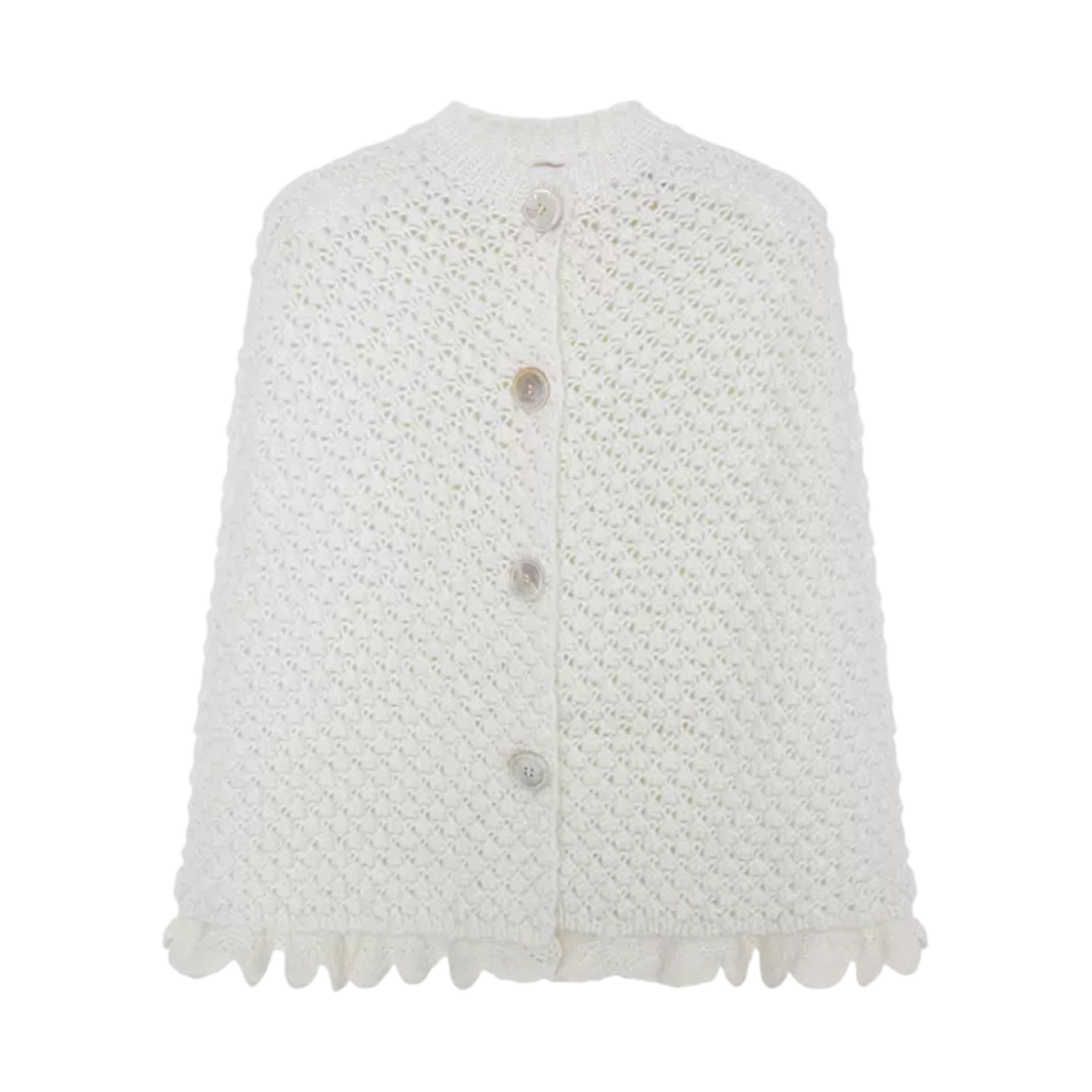 MWDCCO08 (W) Shushu/Tong Fashionable Soft Waxy Knitted Cape Jacket Top White