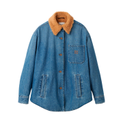 (W) Miu Miu Embroidered Denim Blouson Jacket Sapphire Blue