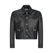 Noice Unisex Straight Faux Leather Jacket Black