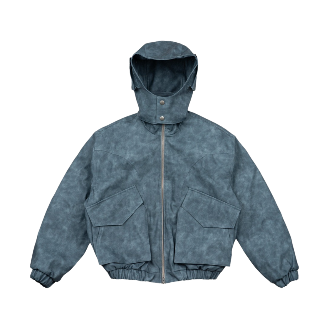 23HO-2 Full of Ssun 4oz Quilting Multi Pocket Hood Leather Jacket Grey