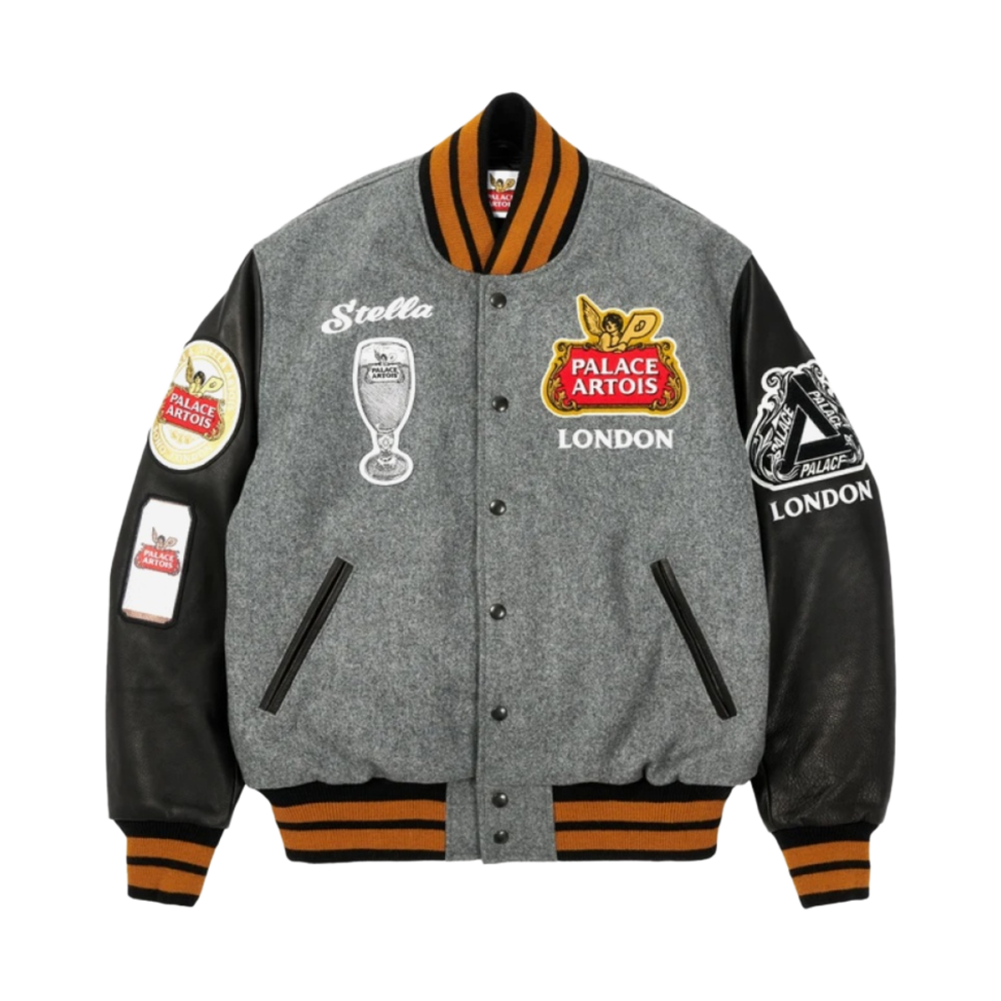 팔라스 x 스텔라 아르투아 울 스타디움 자켓 그레이 블랙 - 21FW(Palace x Stella Artois Wool Stadium Jacket Grey Black - 21FW) - 1