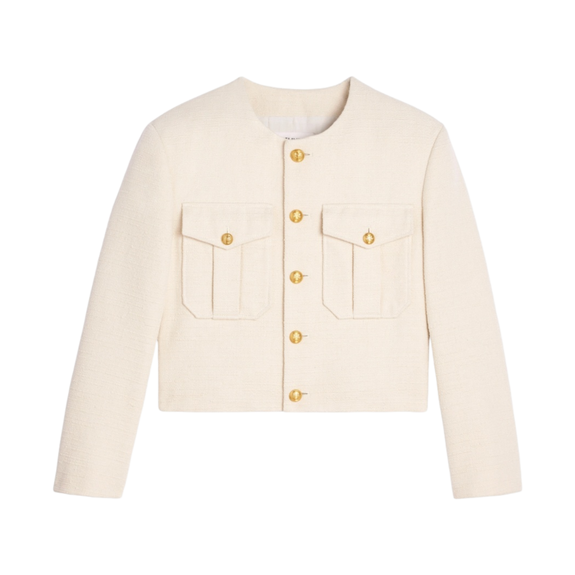 (W) 셀린느 실크 러쉬 크롭 밀리터리 자켓 바닐라((W) Celine Cropped Military Jacket in Silk Rush Vanilla) - 1