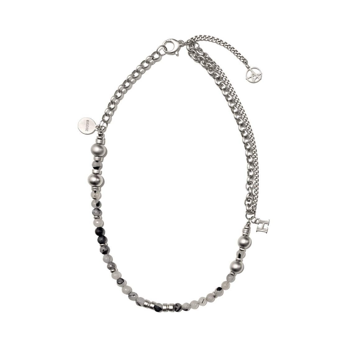 알렌느 젬스톤 메탈 믹스 네클리스 블랙