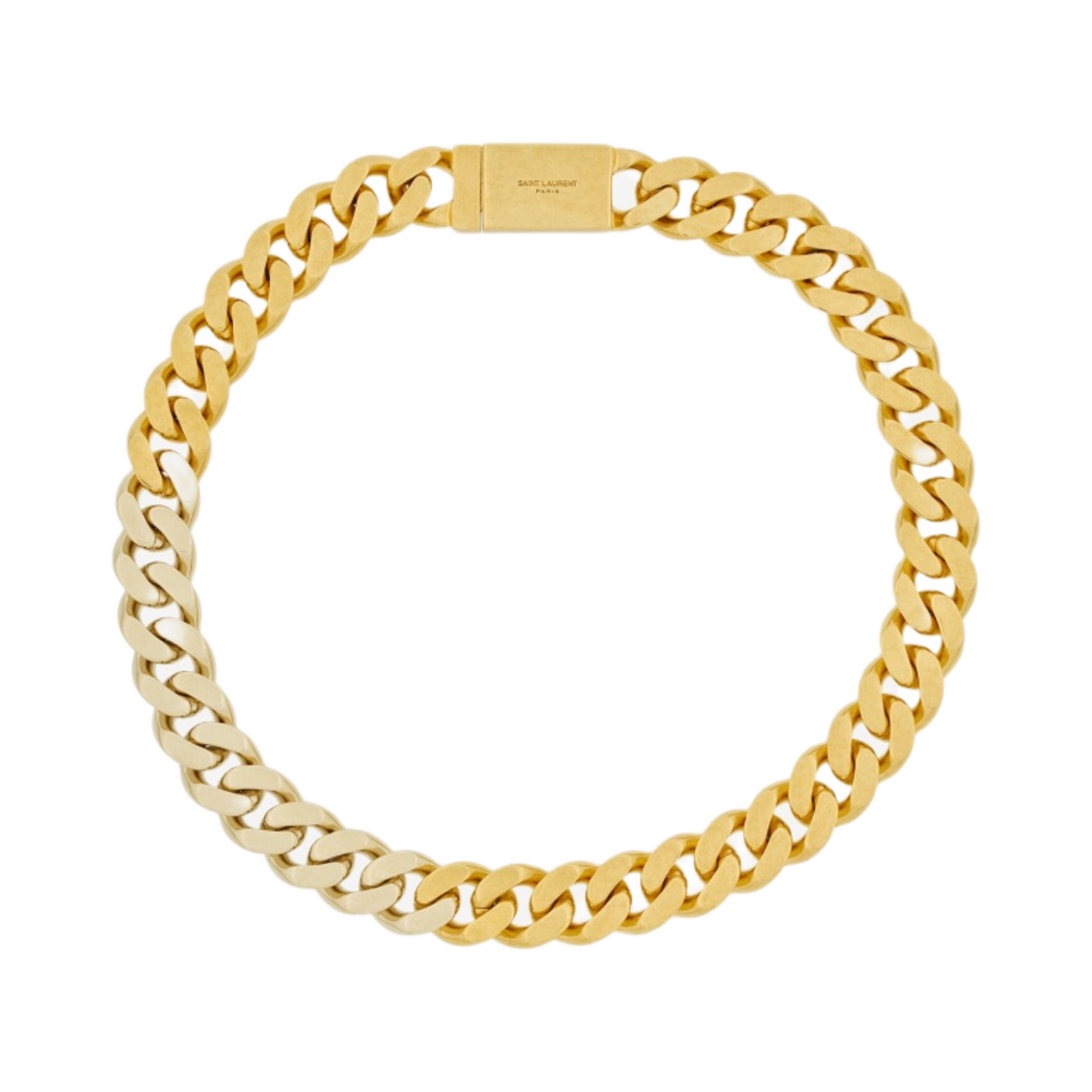 (W) 생로랑 투톤 체인 네클리스 메탈 골드((W) Saint Laurent Two-Tone Chain Necklace in Metal Gold) - 1