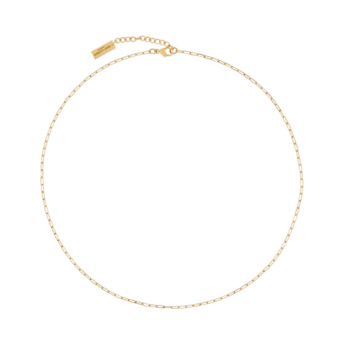 (W) 생로랑 숏 렉탱귤러 체인 네클리스 메탈 골드((W) Saint Laurent Short Rectangular Chain Necklace In Metal Gold) - 1