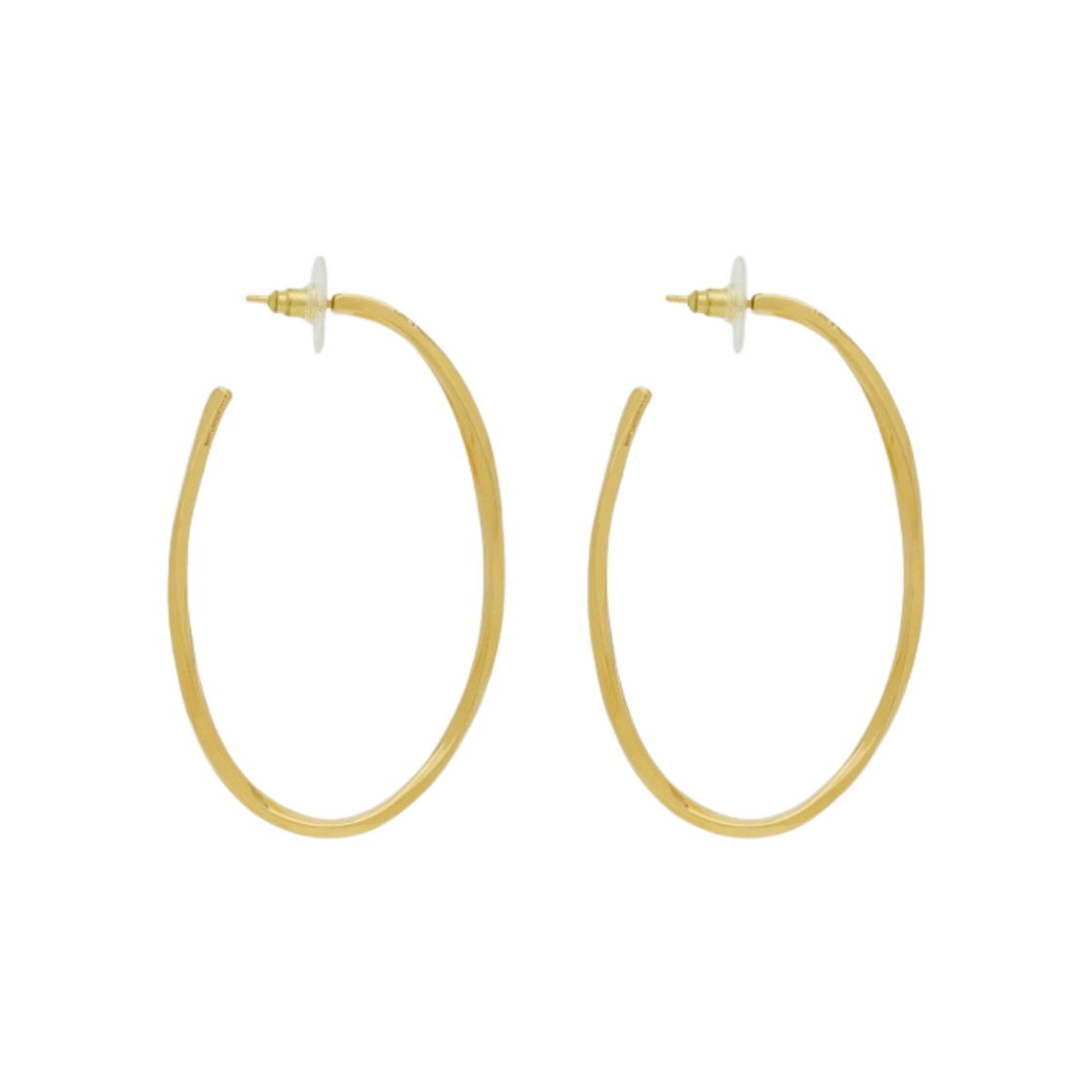 (W) 생로랑 오벌 후프 이어링 메탈 골드((W) Saint Laurent Oval Hoop Earrings In Metal Gold) - 1