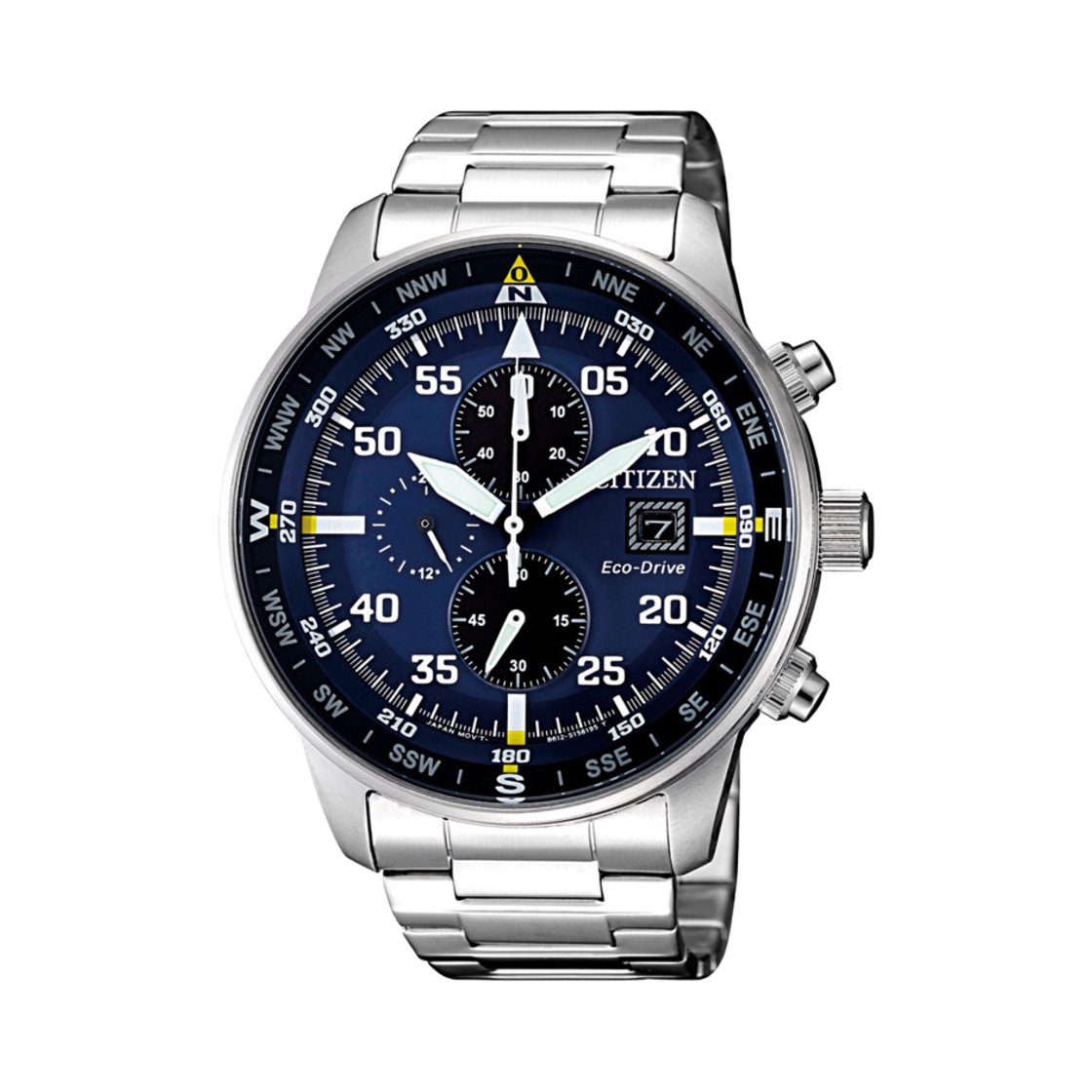 시티즌 크로노그래프 에코드라이브 44mm 스테인리스 스틸 블루 실버(Citizen Chronograph Eco-Drive 44mm Stainless Steel Blue Silver) - 1