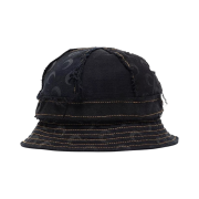Marine Serre Regenerated Moon Denim Paneled Bell Hat Black