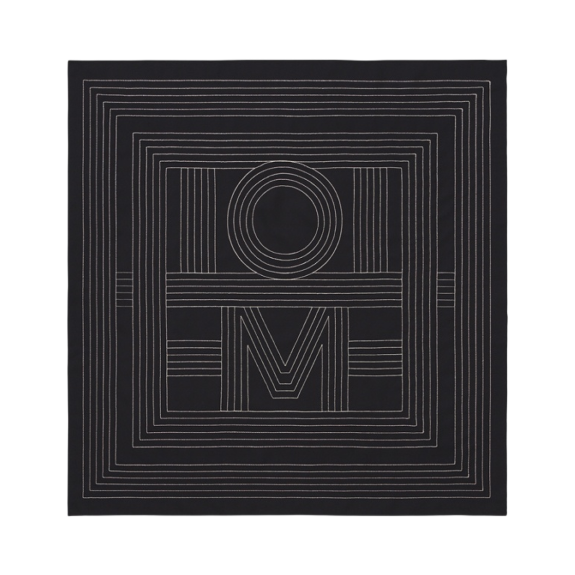 토템 스트라이프 자수 모노그램 실크 스카프 블랙(Toteme Striped Embroidered Monogram Silk Scarf Black) - 1