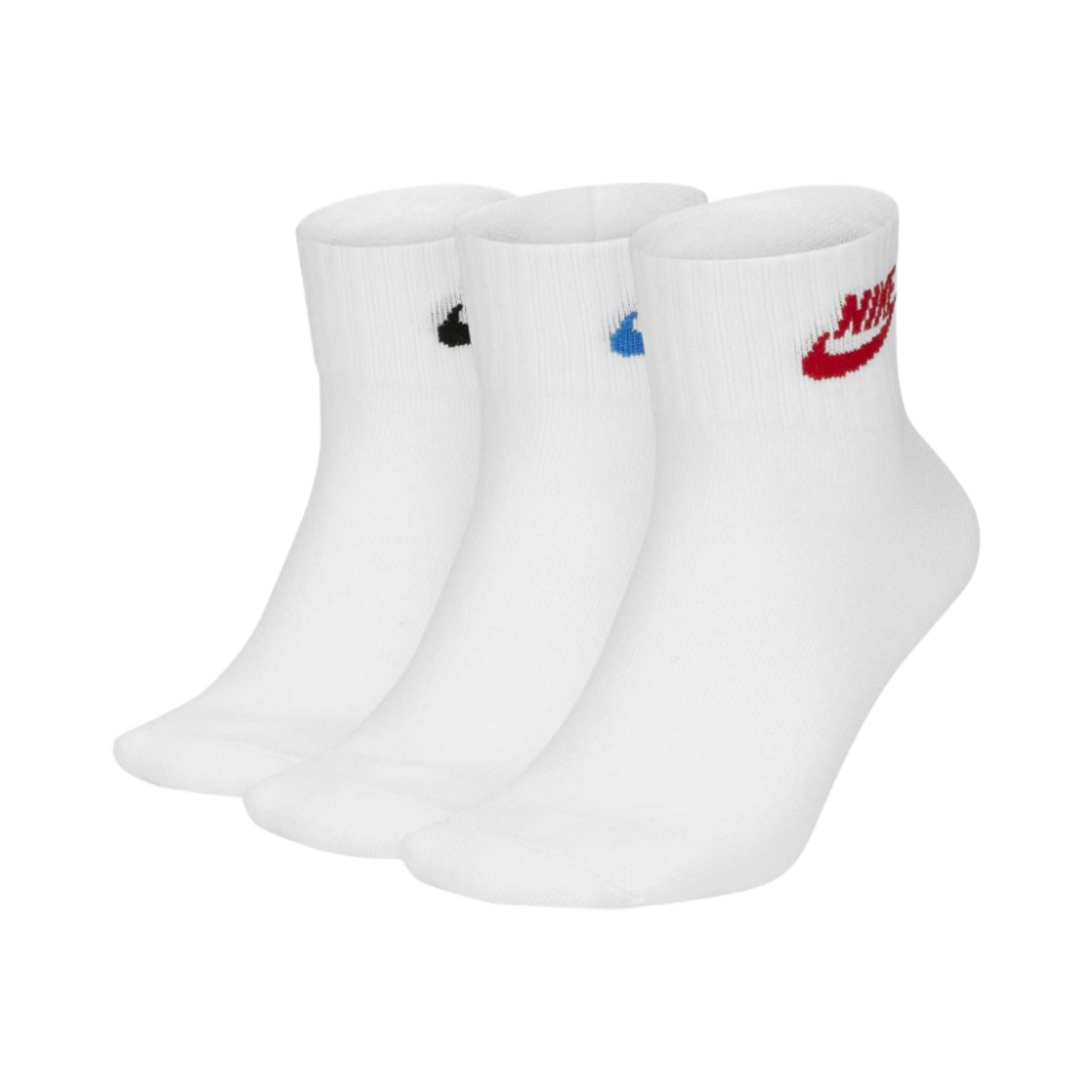 나이키 NSW 에브리데이 에센셜 앵클 삭스 블랙 블루 레드 (3개입/국내 정식 발매 제품)(Nike NSW Everyday Essential Ankle Socks Black Blue Red (3 Pack/Korean Ver.)) - 1