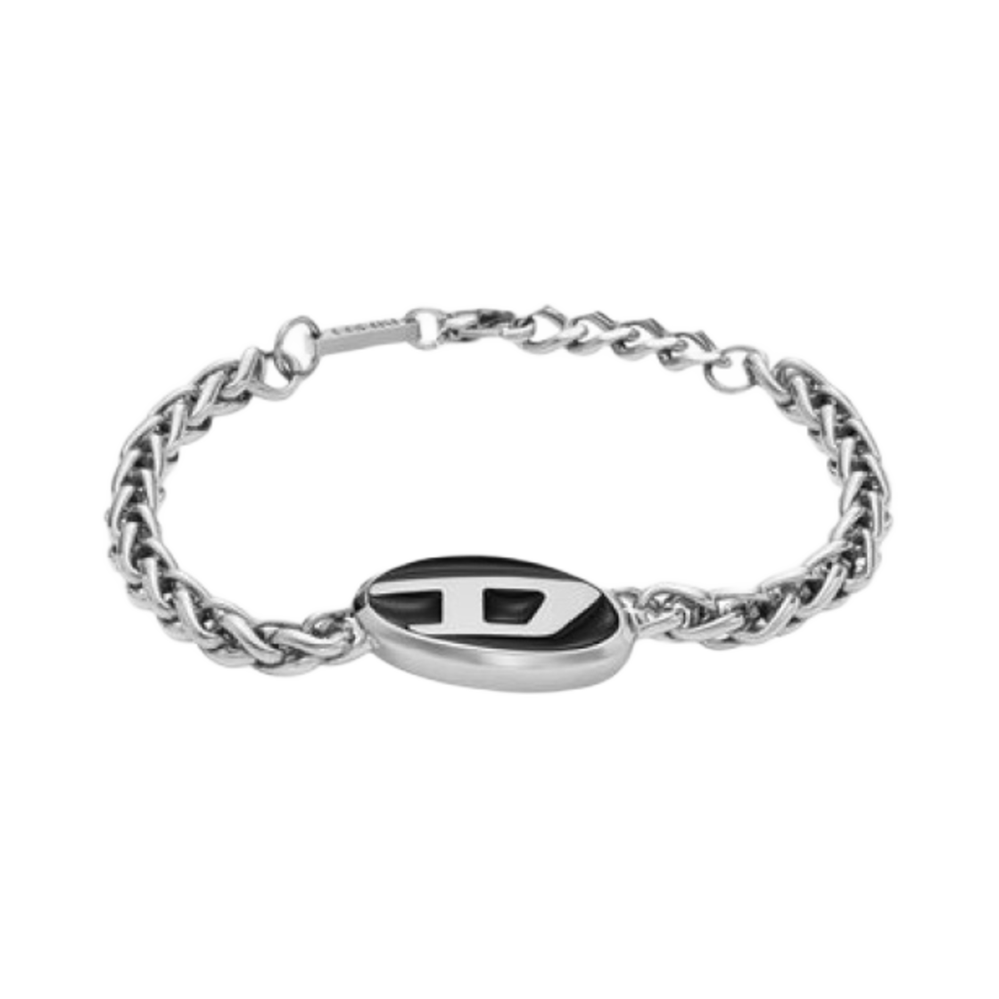 디젤 Dx1469 스테인리스 스틸 체인 브레이슬릿 실버 블랙(Diesel Dx1469 Stainless Steel Chain Bracelet Silver Black)