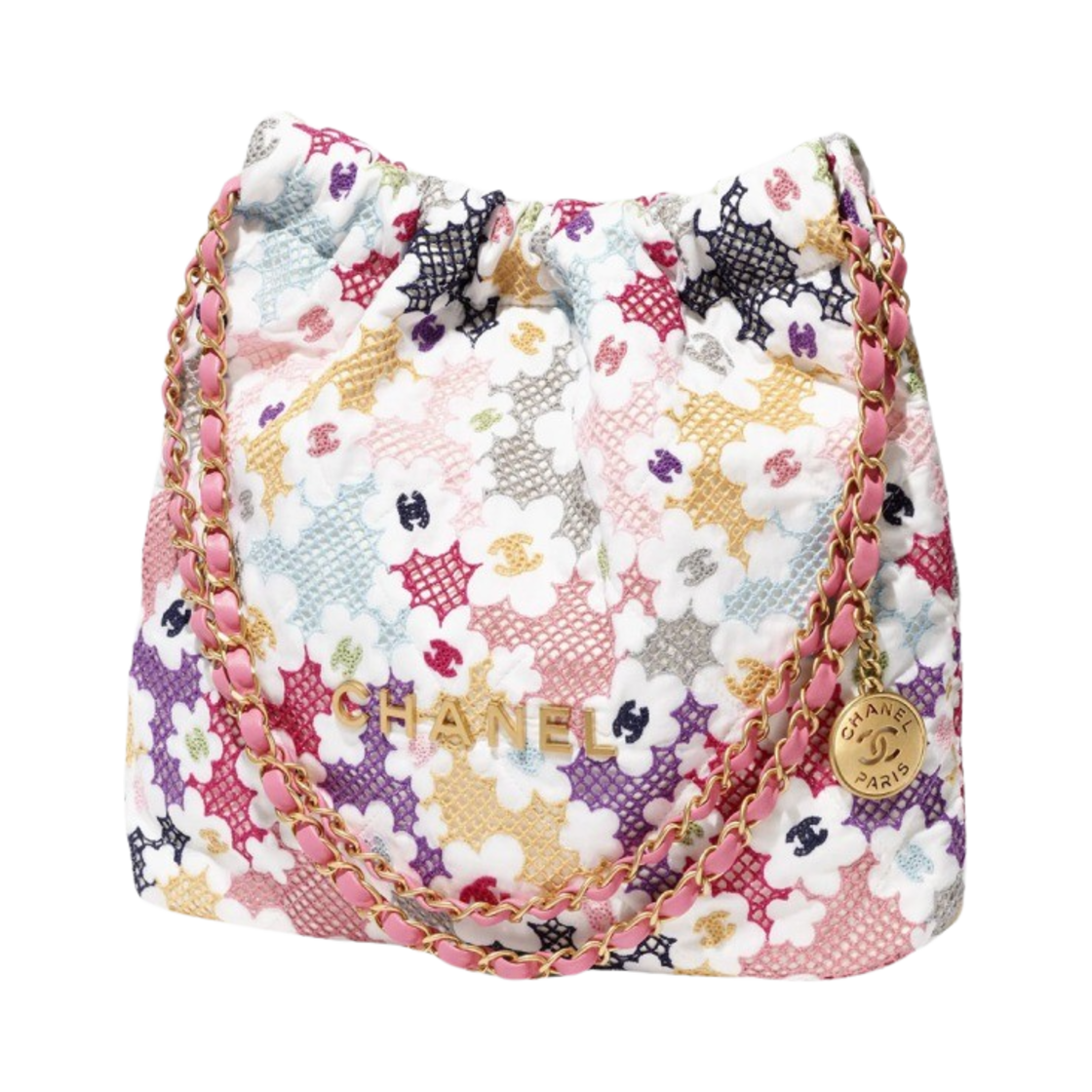 샤넬 22 스몰 핸드백 레이스 패치워크 & 골드 메탈 멀티컬러(Chanel 22 Small Handbag Lace Patchwork & Gold Multicolor) - 2