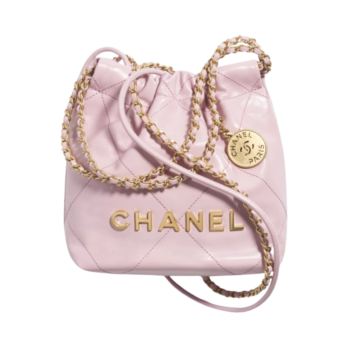 샤넬 22 미니 핸드백 샤이니 카프스킨 & 골드 메탈 라이트 핑크(Chanel 22 Mini Handbag Shiny Calfskin & Gold Light Pink) - 1