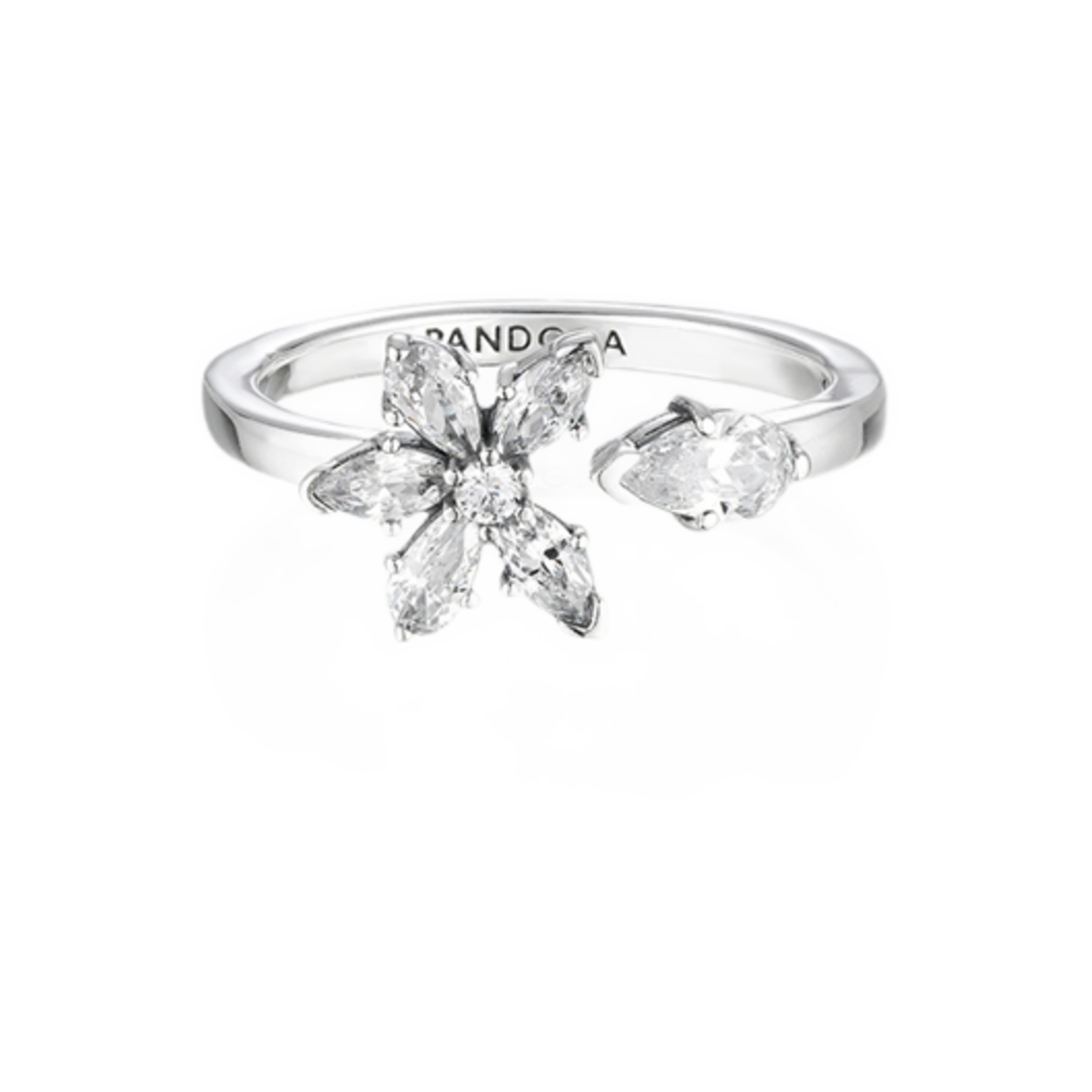 192611C01 (W) Pandora Sparkling Herbarium Cluster Open Ring Sterling Silver Clear
