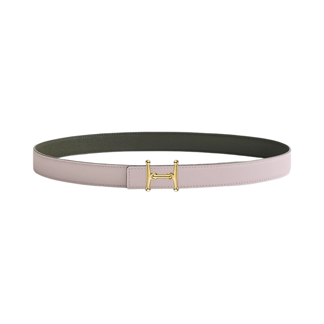 (W) 에르메스 모스 H 벨트 버클 & 리버서블 가죽 스트랩 24mm & 골드 모브 빨 베르 드 그리((W) Hermes Mors H Belt Buckle & Reversible Leather Strap 24mm & Gold Mauve Pale Vert De Gris) - 1