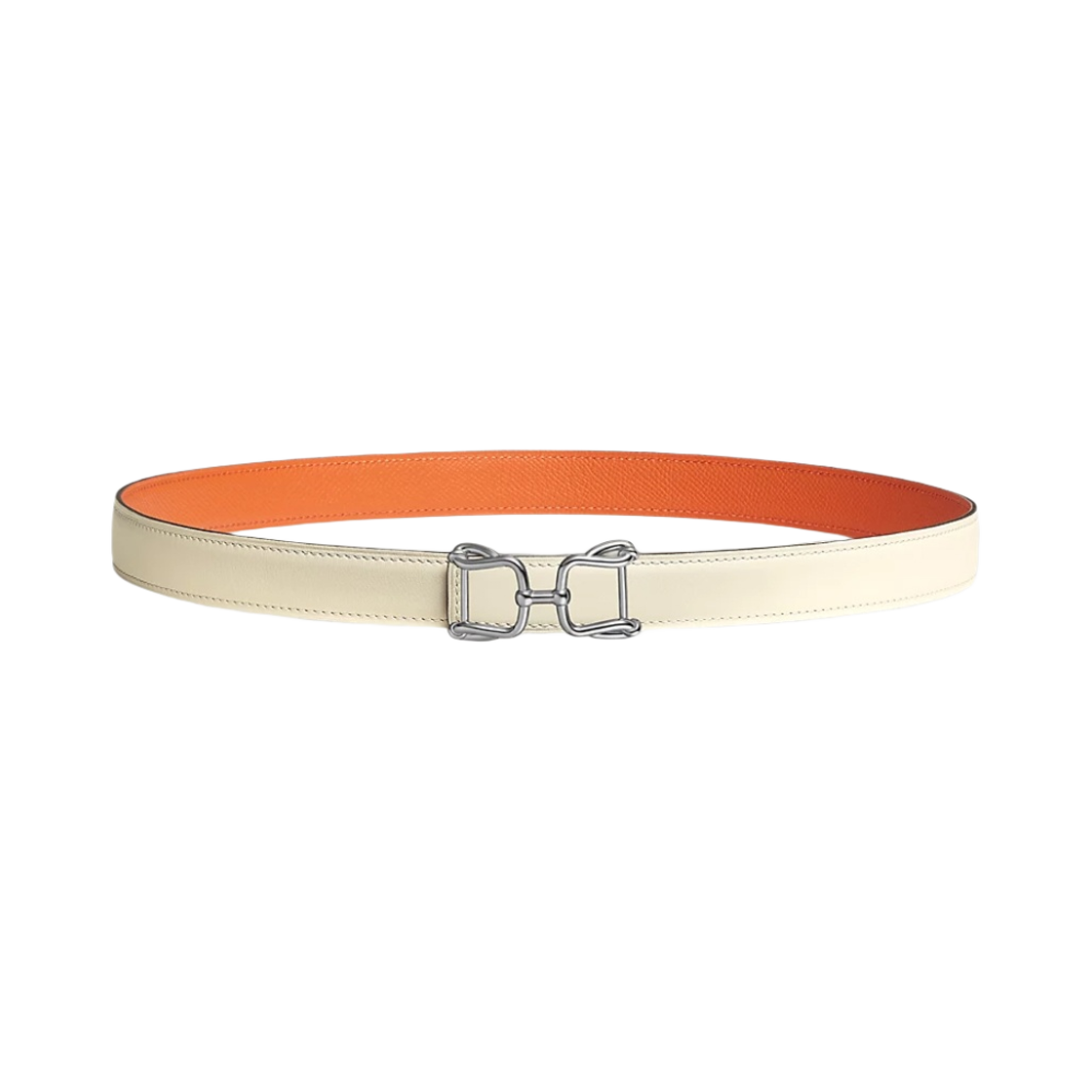 (W) 에르메스 아라베스크 벨트 버클 & 리버서블 가죽 스트랩 24mm & 실버 나타 오랑쥬((W) Hermes Arabesque Belt Buckle & Reversible Leather Strap 24mm & Silver Nata Orange) - 1