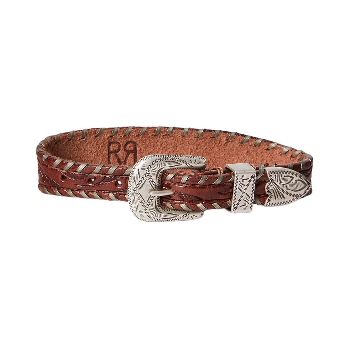 MARRJWL0K320013200 Double RL Hand Tool Leather Bracelet Brown Vintage Silver