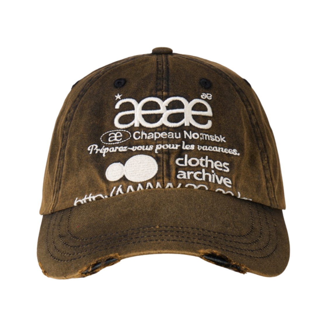 에이에이 웹 로고 데미지드 캡 다크 브라운(Aeae Web Logo Damaged Cap Dark Brown) - 1