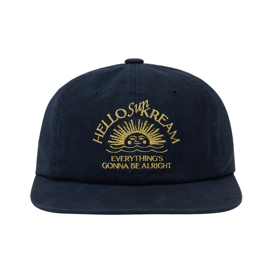 KM5BHTCKG03NY KREAM MERCH Hello Sun Kream Relaxed Fit Arch Logo 6 Panel Cap Navy - 25SS