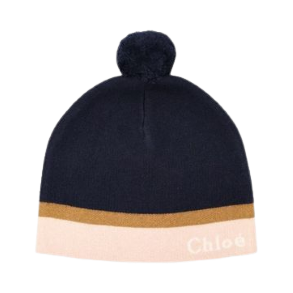 C20272-859 (Kids) Chloe Cotton Logo Pompom Beanie Navy