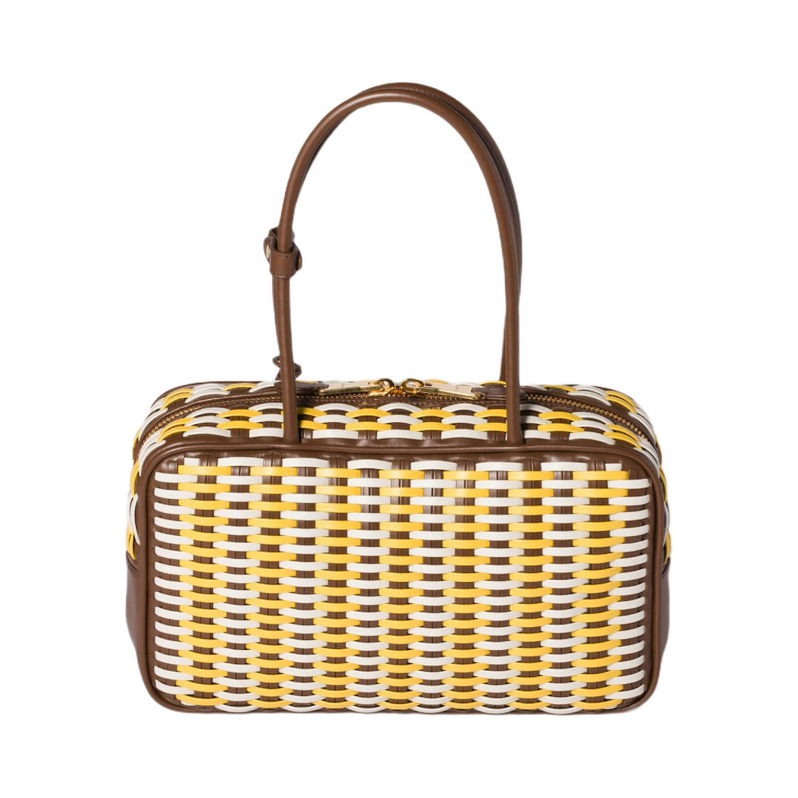 미우 미우 레더 보 백 메이플 써니 옐로우 초크 화이트(Miu Miu Leather Beau Bag Maple Sunny Yellow Chalk White) - 2