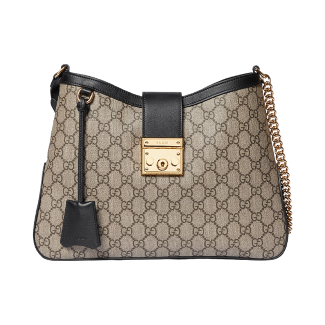 795113-KHNKG-9769 Gucci Padlock GG Medium Shoulder Bag Black Leather