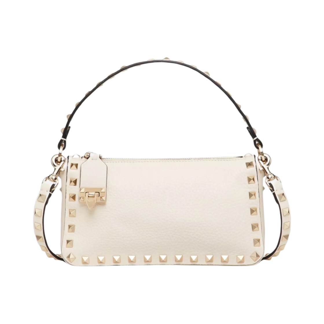 B0J47VSFI16 Valentino Rockstud Grainy Calfskin Small Crossbody Bag Light Ivory