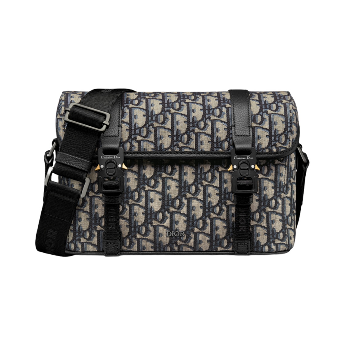 디올 히트 더 로드 메신저 백 플랩 디올 오블리크 자카드 그레인드 카프스킨 베이지 블랙(Dior Hit The Road Messenger Bag with Flap Dior Oblique Jacquard with Grained Calfskin Beige Black) - 1