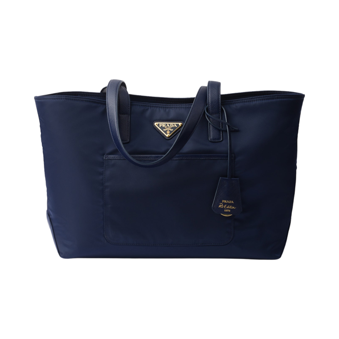 1BG555-R064-F0216 Prada Re-Edition 1978 Medium Re-Nylon and Saffiano Leather Tote Bag Baltic Blue