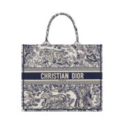 Dior Large Book Tote Toile de Jouy Embroidery Blue