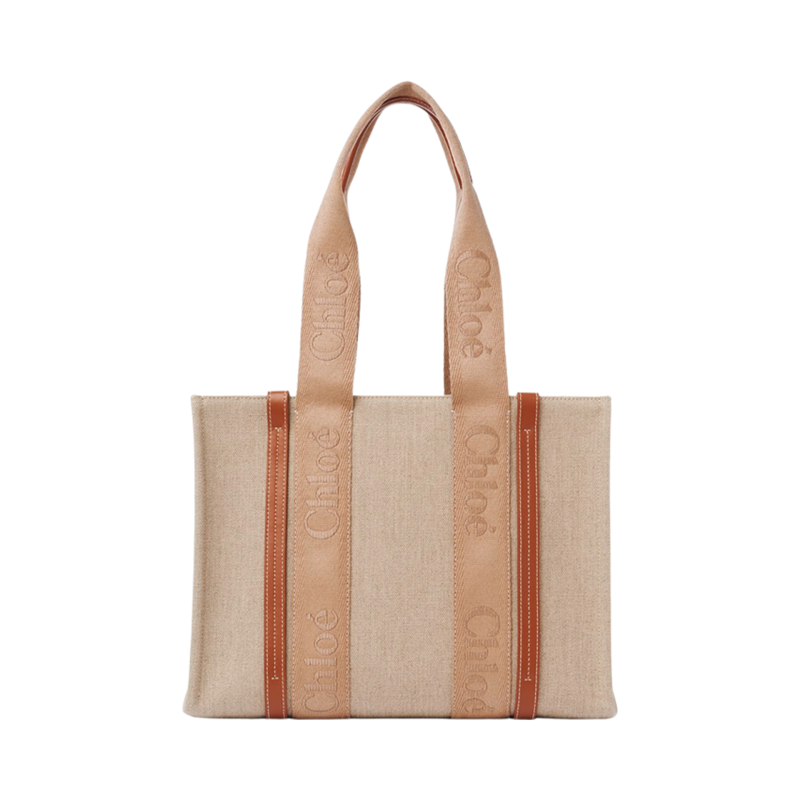 끌로에 린넨 우디 토트백 소프트 탄(Chloe Linen Woody Tote Bag Soft Tan) - 1