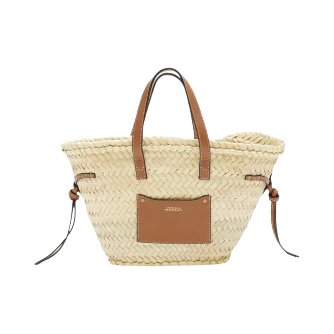 이자벨 마랑 카딕스 라피아 앤 레더 미니 베스킷백 내츄럴 꼬냑 - 24SS(Isabel Marant Cadix Raffia and Leather Mini Basket Bag Natural Cognac - 24SS)