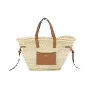 Isabel Marant Cadix Raffia and Leather Mini Basket Bag Natural Cognac - 24SS