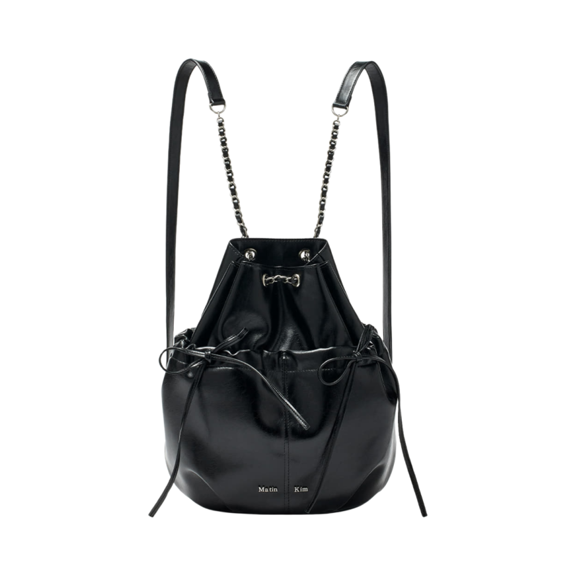 마뗑킴 드로우 스트링 리본 백팩 블랙(Matin Kim Draw String Ribbon Back Pack Black)