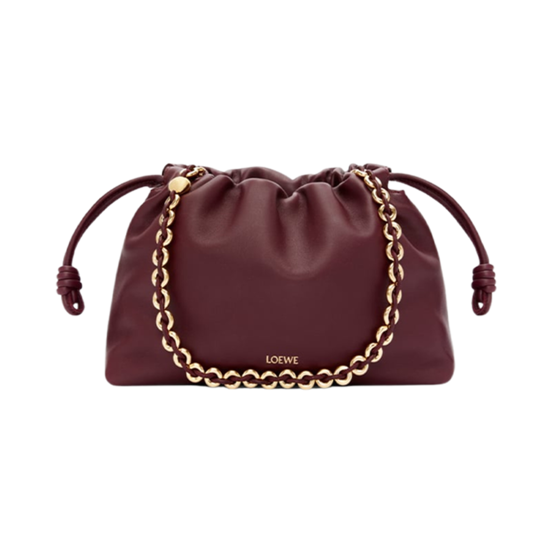로에베 미디움 플라멘코 퍼스 백 인 멜로우 나파 램스킨 다크 버건디(Loewe Medium Flamenco Purse Bag In Mellow Nappa Lambskin Dark Burgundy)