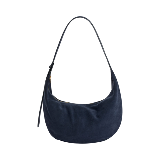 Arket Curved Suede Bag Dark Blue