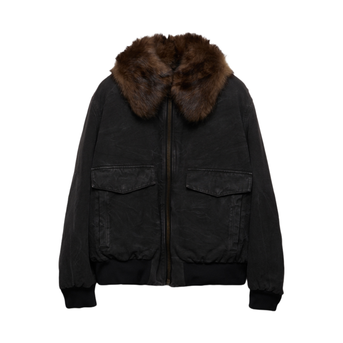SGC760-157N-F0002 Prada Cotton Blouson Jacket with Shearling Collar Black