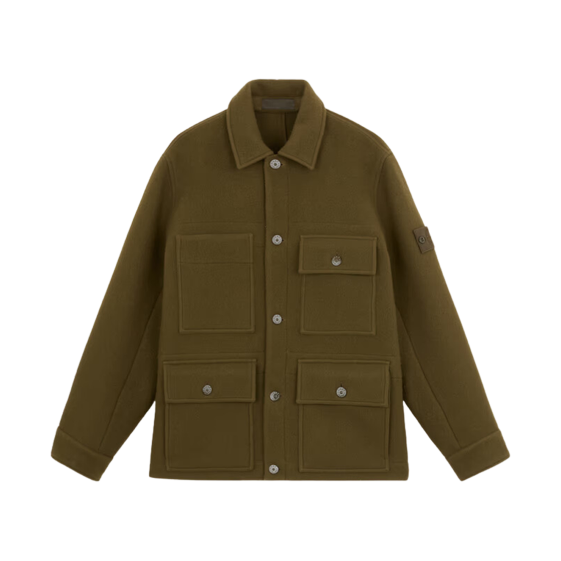 스톤 아일랜드 455F5 고스트 헤비 멜튼 소프트 자켓 위드 포켓 밀리터리 그린 - 24FW(Stone Island 455F5 Ghost Heavy Melton Soft Jaket with Pockets Military Green - 24FW) - 1