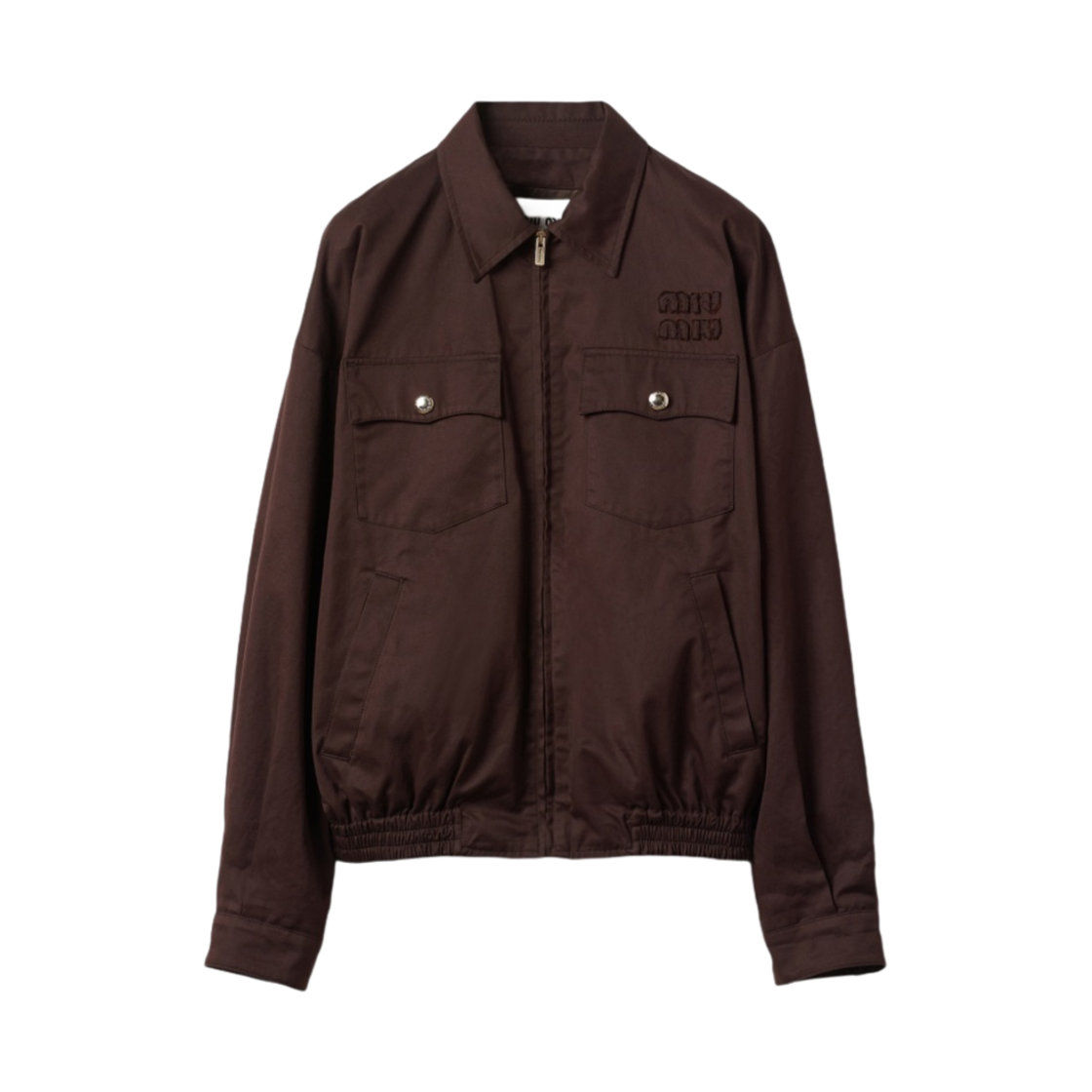 (W) 미우 미우 워시드 개버딘 블루종 자켓 코코아 브라운