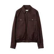 (W) Miu Miu Washed Gabardine Blouson Jacket Cocoa Brown