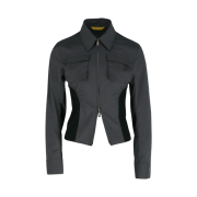 KYO Women Utility 2way Zip Trucker Jaket Charchoal
